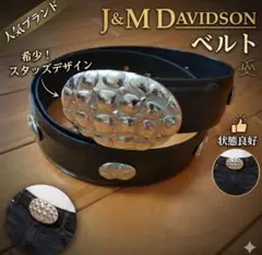 J&M DAVIDSON　レザー オーバルバックルベルト　本革　黒　薔薇のサムネイル