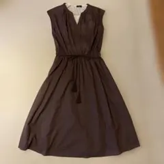 ブラウン ノースリーブ ワンピース　インナー付き