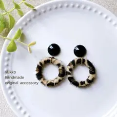 2点目より半額❁︎レオパートフープピアス・イヤリング　ブラウン