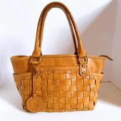 Zucchero filatoレザー編み込みトートバッグ ブラウン