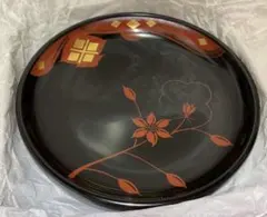 新品　秀衡塗り　漆器 菓子器 黒地 赤い花