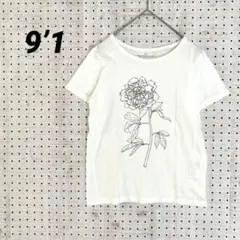 9’1 ナインワン 半袖 Tシャツ 白 花柄 コットン100％（MT）のサムネイル