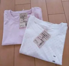 【新品】水玉柄 Tシャツ 120　2枚セット　無印良品　半袖　オフ白　ピンク