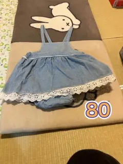 デニム風レース付きワンピース 80 春夏にぴったり✨