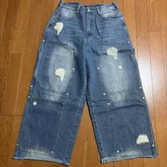 ダメージ加工 ワイド デニムパンツ ペインターパンツy2kのサムネイル