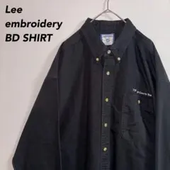 カ*ズ様 《刺繍デザイン》Leeリーボタンダウンシャツコットンシャツブラックサイ