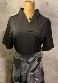 【楽天1位】スタイル美人Q•T•fanfanワンピース 黒×幾何学模様 ✨XXL