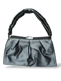 GIORGIO ARMANI メタルグレー プリーツ ハンドバッグ イタリア製のサムネイル