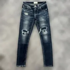 RODEOCROWNS ダメージ加工 スキニーデニム ダークブルー