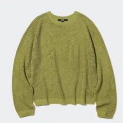 ユニクロ　3Dメッシュクルーネックセーター　グリーン　UNIQLO