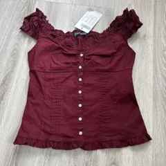 Brandy Melville 半袖ブラウス ボルドーのサムネイル