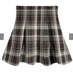 GRL チェック柄ハイウエストフレアミニスカートta230 ブラウン Lサイズ