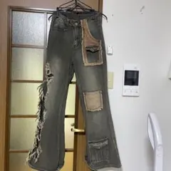 パッチワークデニム フリンジデニム