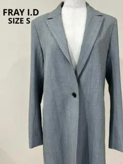 フレイアイディー チェスターコート 1 グレー ストライプ ロング 通勤