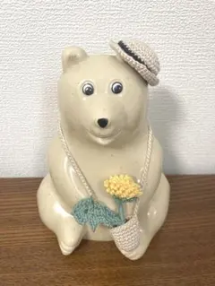 しろくま貯金箱 たんぽぽ 花 春 麦わら帽子