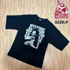 ヒステリックグラマー ヒスガール ビッグプリント Tシャツ 半袖 ブラック