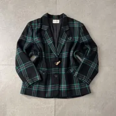 vintage ウールジャケット　タータンチェック　フォーマル　昭和レトロ　古着