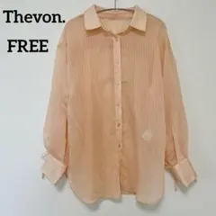 Thevon.♡長袖　シアー　シャツ　オレンジ　ギャザー【FREE】cd578のサムネイル