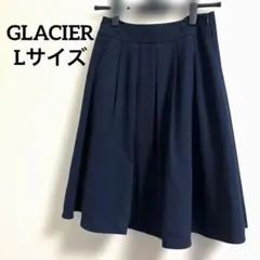 GLACIER ネイビー フレアスカート　Lサイズ　膝丈