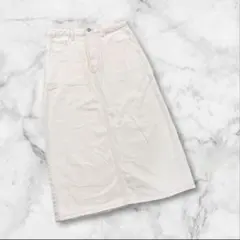 デイジー　デニムスカート　ロング丈　アイボリー　綿100% Mサイズ