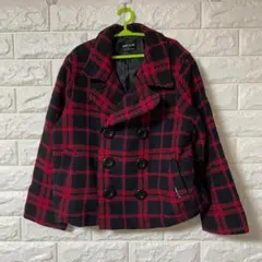 COMME CA ISM コムサイズム ピーコート チェック レッド 130