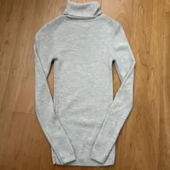 無印良品　洗えるウールハイゲージリブタートルネックセーター　X S オートミール