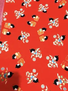 着物デザインの赤い生地 約37cm 弱x 190cm