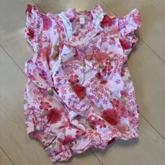 花柄フリル付き甚平 70cm