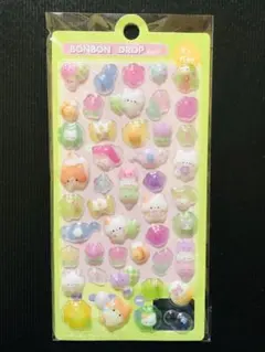 ボンボンドロップシール3Dぷくぷくシール かわいい猫姉妹 フラワー 森 猫⑤