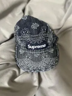 supreme キャンプキャップ　ペイズリー　デニム