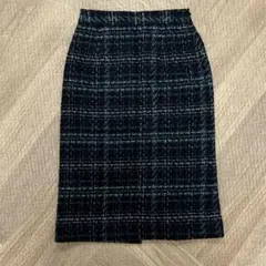 natural beauty basicダークグリーン チェック柄スカート