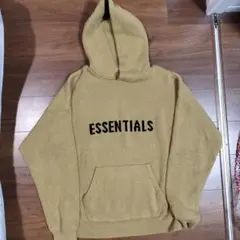 ESSENTIALS フード付きベージュニットパーカー