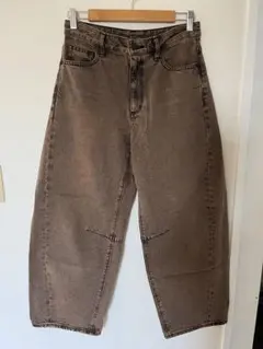 GU バレルレッグジーンズ （丈短め）ブラウン L