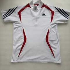 adidas ハーフジップ スポーツシャツ ホワイト レッドのサムネイル
