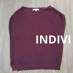 INDIVI インディヴィ ボートネック ニット プルオーバー ボルドー 38のサムネイル