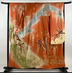 振袖 袷 尾長鳥 草花 金彩 ぼかし 　2月末まで掲載