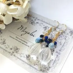 天然石  水晶 カービングピアス 14kgf