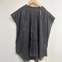 【Samansa Mos2 blue】ブラウス フレンチスリーブ 　グレー