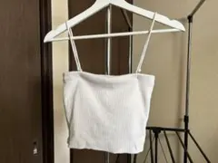 GRL ホワイト ベアトップ リブ編み