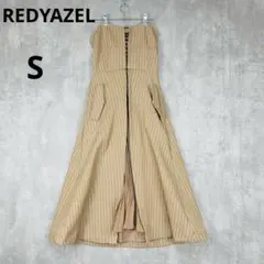 レディアゼル　ストライプ　ブラウン　ワンピース　プリーツ　レースアップ　ビスチェ