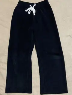 あったか ワイドパンツ コーデュロイ 黒 裏起毛 極暖 防寒 M 丈短め