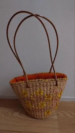 花柄かごバッグ　かごバッグ　籠バッグ