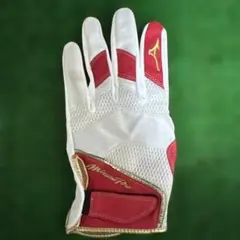 ミズノプロ 守備用手袋 Mサイズ 左手用 ホワイト×レッド 合成皮革
