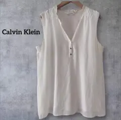 ✨１点物✨カルバンクライン ホワイト ノースリーブシャツ フリルカットソー 無地