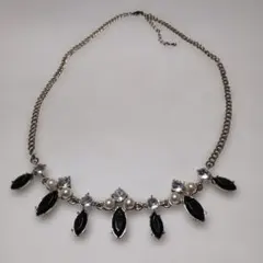 レトロアクセサリー　ネックレス　黒　ブラック　パール　現状品