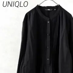 UNIQLO レーヨンピンタックプルオーバーブラウス バンドカラー XL 大きめ