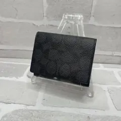 (未使用品)大人気、コーチ、折財布、オールレザー、PVC、シグネチャー、黒シグ
