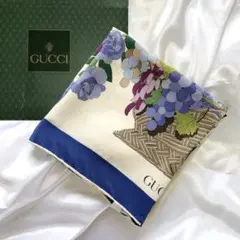 【美品】GUCCI グッチ 大判スカーフ フローラ 花柄 シルク100%