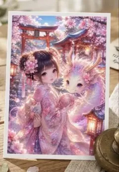 デジタルスピリチュアルアート 桜龍神の加護 開運 ポストカード
