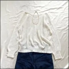 Spick&Spanペーパーヤーン2wayプルオーバー 白 日本製 和紙ニットのサムネイル